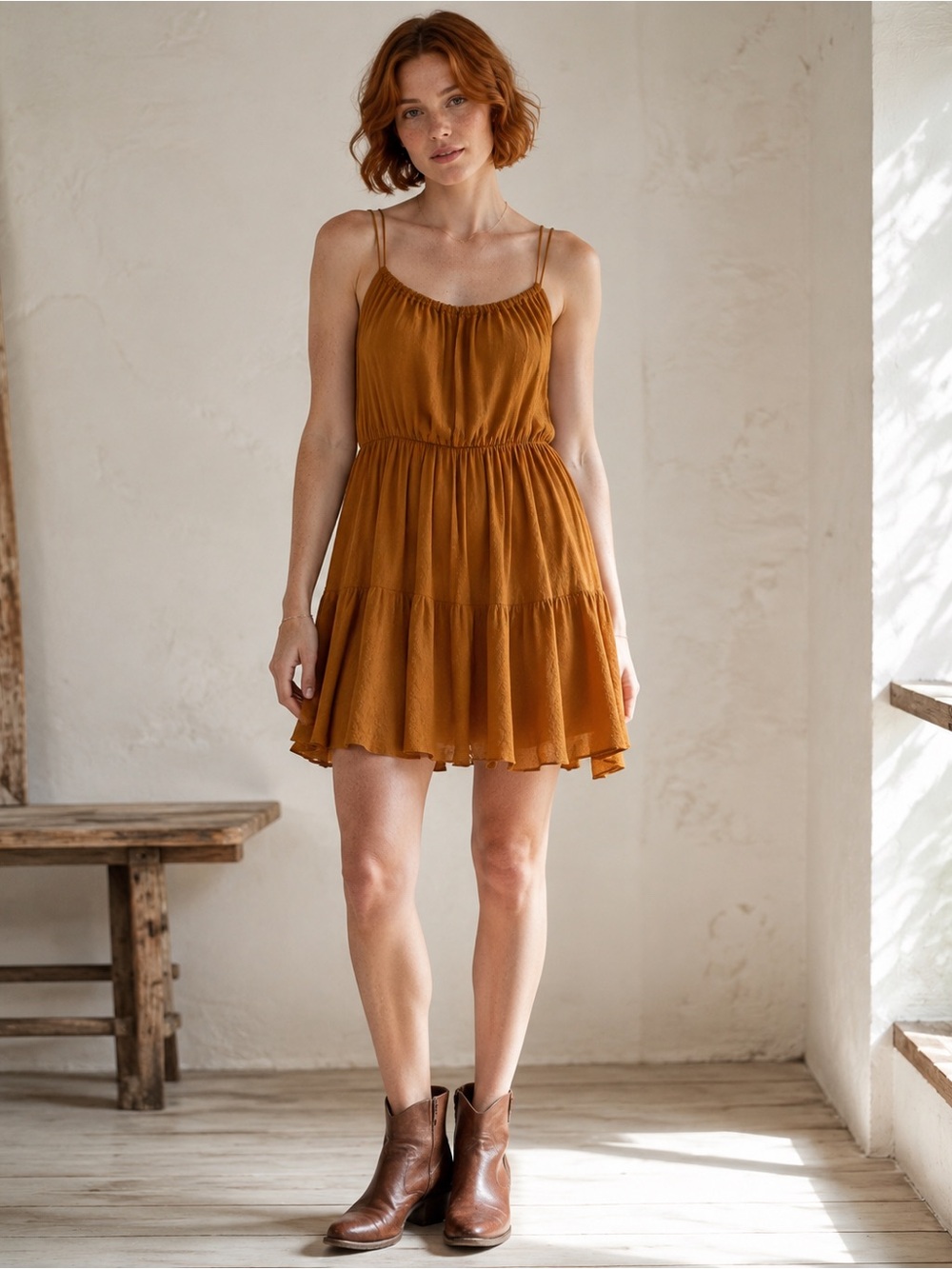 Free People Women’s XS Shake It Up Gold Mini Dress NWT Boho